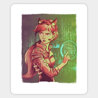 Cyberpunk Fox Girl Magnet